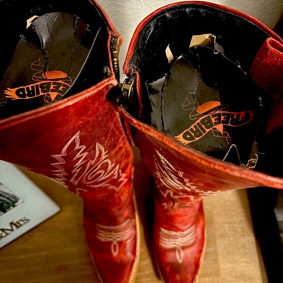 Freebird Red Embroidered Heeled Wolfgang Boots - Picture 7 of 7